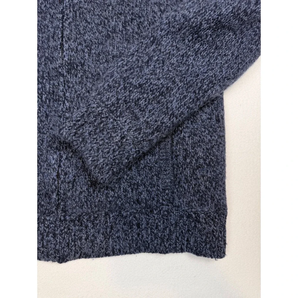 LL Bean Mens Lambswool Full Zip Cardigan Sweater Blue Plaid Lined M Tall 298313